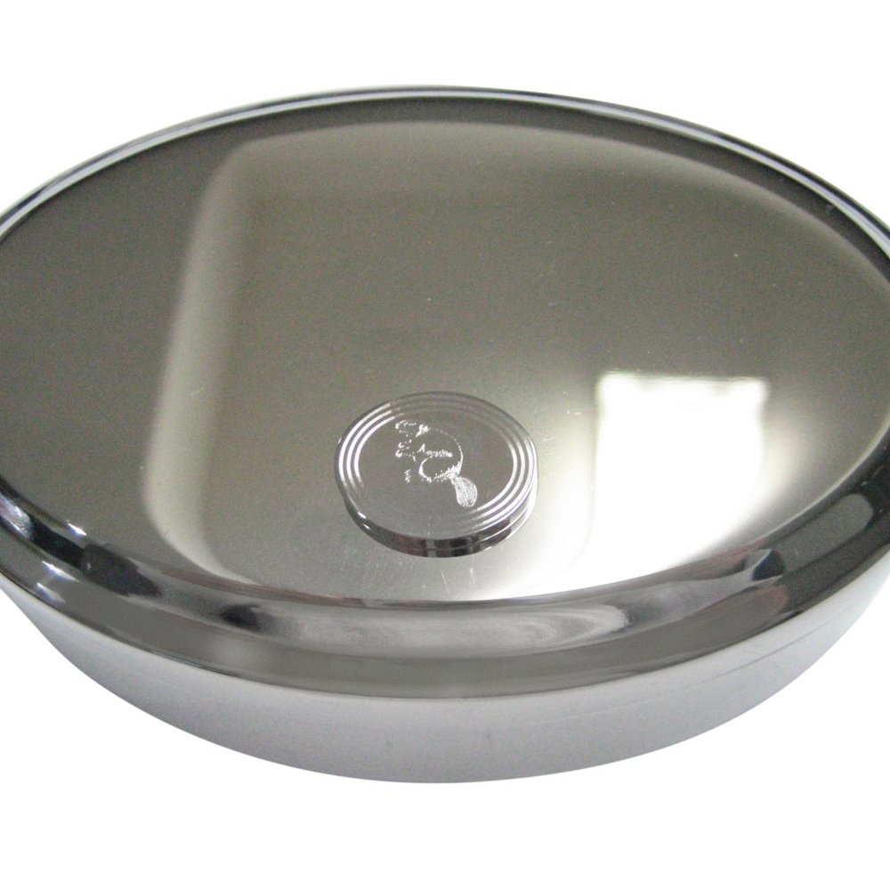 Etched Oval Beaver Oval Trinket Jewelry Box
